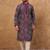 Men purple silk blend geometric printed straight kurta with pant set