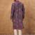 Men purple silk blend geometric printed straight kurta with pant set