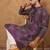 Men purple silk blend geometric printed straight kurta with pant set