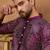 Men purple silk blend geometric printed straight kurta with pant set