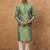 Men green silk blend geometric printed straight kurta with pant set