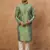 Men green silk blend geometric printed straight kurta with pant set