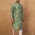 Men green silk blend geometric printed straight kurta with pant set