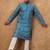 Men blue silk blend geometric printed straight kurta with pant set