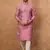 Men pink silk blend geometric printed straight kurta with pant set