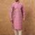 Men pink silk blend geometric printed straight kurta with pant set
