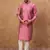 Men pink silk blend geometric printed straight kurta with pant set