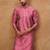Men pink silk blend geometric printed straight kurta with pant set