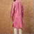 Men pink silk blend geometric printed straight kurta with pant set
