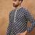 Men blue viscose rayon shibori embroidered straight kurta with pant set