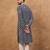Men blue viscose rayon shibori embroidered straight kurta with pant set