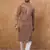 Men brown viscose rayon solid embroidered straight kurta with pant set