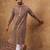 Men brown viscose rayon solid embroidered straight kurta with pant set