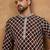 Men brown viscose rayon solid embroidered straight kurta with pant set