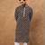 Men brown viscose rayon solid embroidered straight kurta with pant set