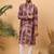 Men burgundy silk blend shibori embroidered straight kurta with pant set
