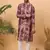 Men burgundy silk blend shibori embroidered straight kurta with pant set