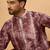 Men burgundy silk blend shibori embroidered straight kurta with pant set