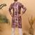 Men burgundy silk blend shibori embroidered straight kurta with pant set