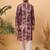 Men burgundy silk blend shibori embroidered straight kurta with pant set