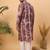 Men burgundy silk blend shibori embroidered straight kurta with pant set