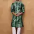 Men green silk blend shibori embroidered straight kurta with pant set