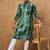 Men green silk blend shibori embroidered straight kurta with pant set