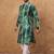 Men green silk blend shibori embroidered straight kurta with pant set