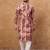 Men brown silk blend shibori embroidered straight kurta with pant set