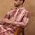 Men brown silk blend shibori embroidered straight kurta with pant set