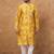 Men yellow silk blend shibori embroidered straight kurta with pant set