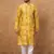 Men yellow silk blend shibori embroidered straight kurta with pant set