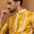 Men yellow silk blend shibori embroidered straight kurta with pant set