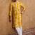 Men yellow silk blend shibori embroidered straight kurta with pant set
