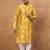 Men yellow silk blend shibori embroidered straight kurta with pant set