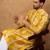 Men yellow silk blend shibori embroidered straight kurta with pant set