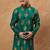 Men teal viscose rayon ethnic motifs printed straight kurta with pant set