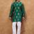 Men teal viscose rayon ethnic motifs printed straight kurta with pant set