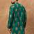 Men teal viscose rayon ethnic motifs printed straight kurta with pant set