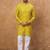 Men yellow viscose rayon ethnic motifs printed straight kurta with pant set