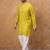 Men yellow viscose rayon ethnic motifs printed straight kurta with pant set