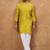 Men yellow viscose rayon ethnic motifs printed straight kurta with pant set