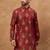 Men red viscose rayon ethnic motifs printed straight kurta with pant set