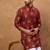 Men red viscose rayon ethnic motifs printed straight kurta with pant set
