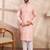 Men pink silk blend geometric embroidered straight kurta with trouser