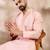 Men pink silk blend geometric embroidered straight kurta with trouser