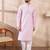 Men purple silk blend geometric embroidered straight kurta with trouser