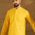 Men yellow viscose rayon solid embroidered straight kurta with trouser