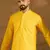Men yellow viscose rayon solid embroidered straight kurta with trouser