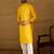 Men yellow viscose rayon solid embroidered straight kurta with trouser
